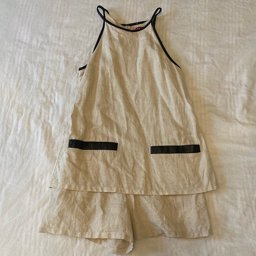 Zip up romper cotton linen blend